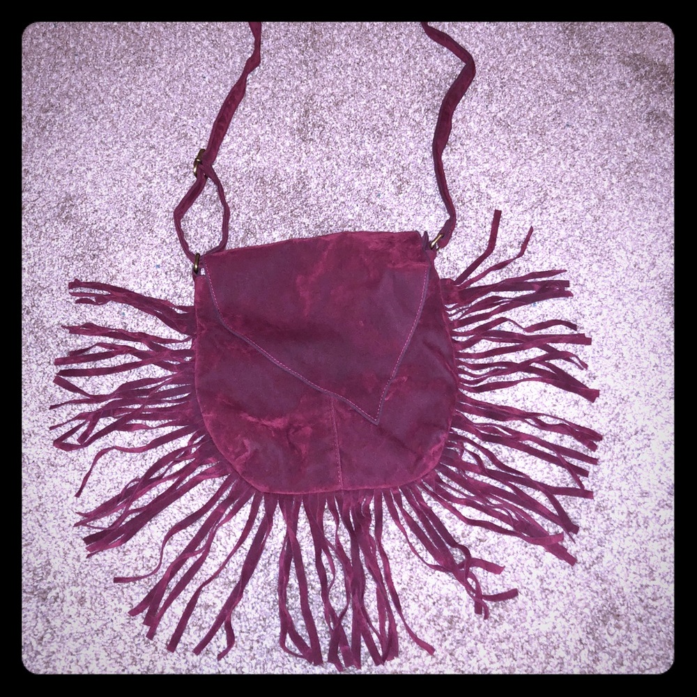 Burgundy velvet crossbody purse